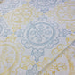 Premium Linen Flax Fabric – Off-White, Soft Blue & Yellow Tile Mandala Print – 44" (112cm) Wide by the Metre