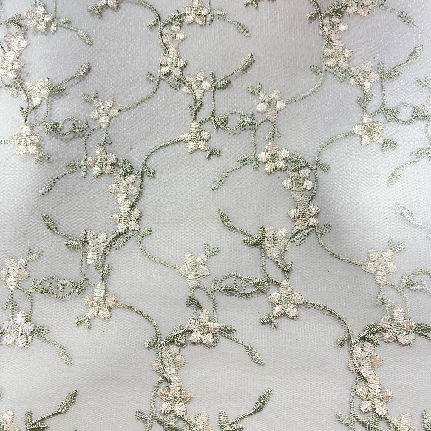 Ivory Floral Zari Embroidery Mesh Net Material Dress Craft Fabric 58" Wide By The Meter