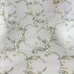 Ivory Floral Zari Embroidery Mesh Net Material Dress Craft Fabric 58" Wide By The Meter