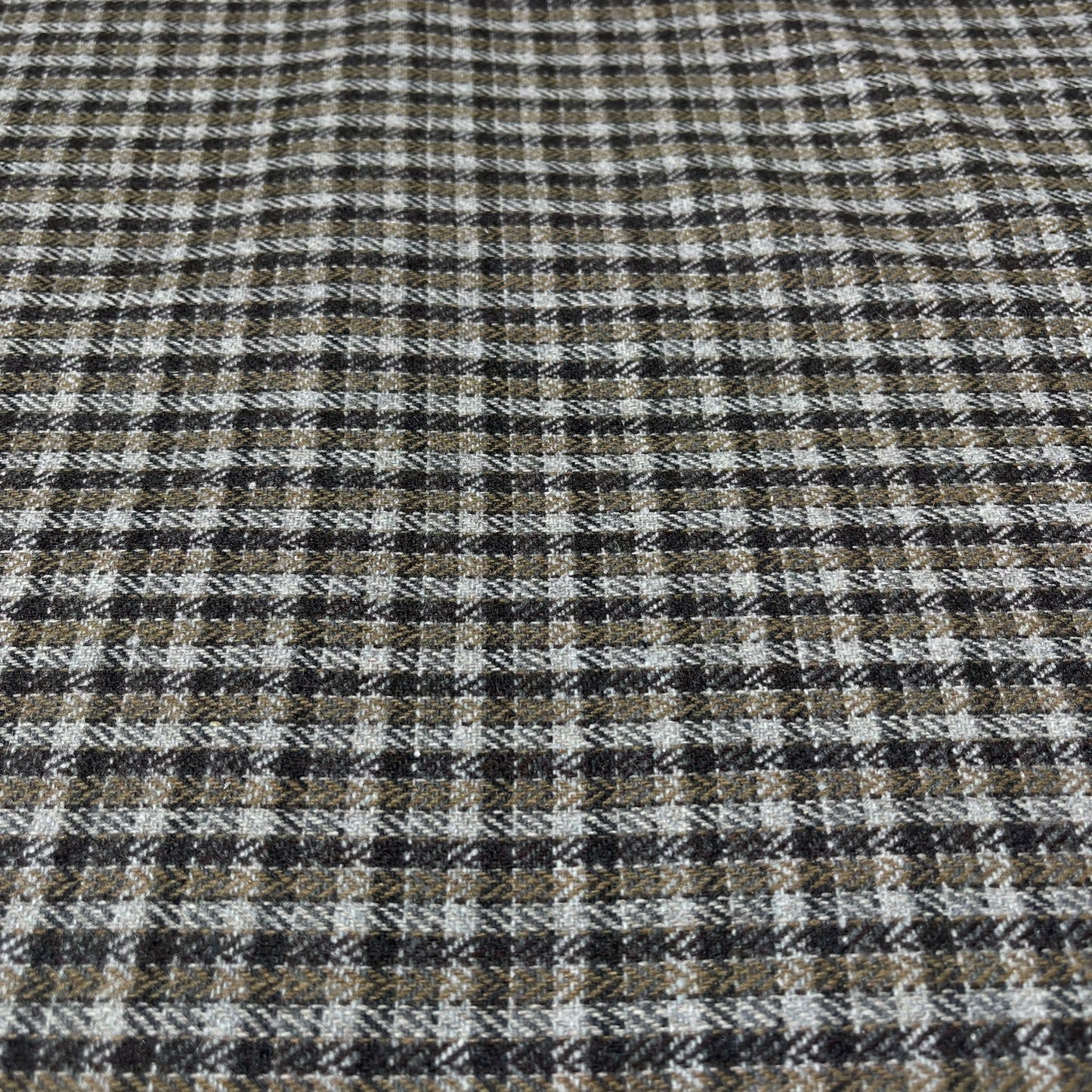 Italian Wool Blend Check Fabric – Brown, Camel & Cream – 35% Wool – 58" Wide – By the Metre