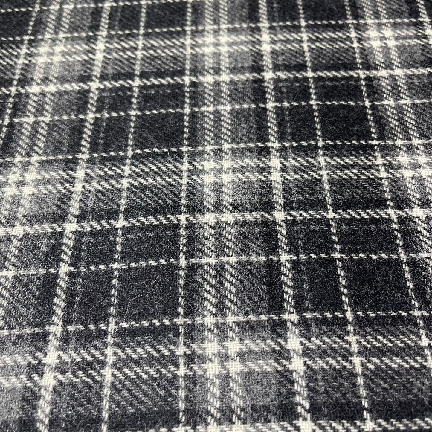 Italian Wool Blend Black & Cream Check Fabric – 35% Wool – 58" Wide – By the Metre