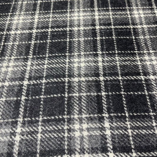 Italian Wool Blend Black & Cream Check Fabric – 35% Wool – 58" Wide – By the Metre