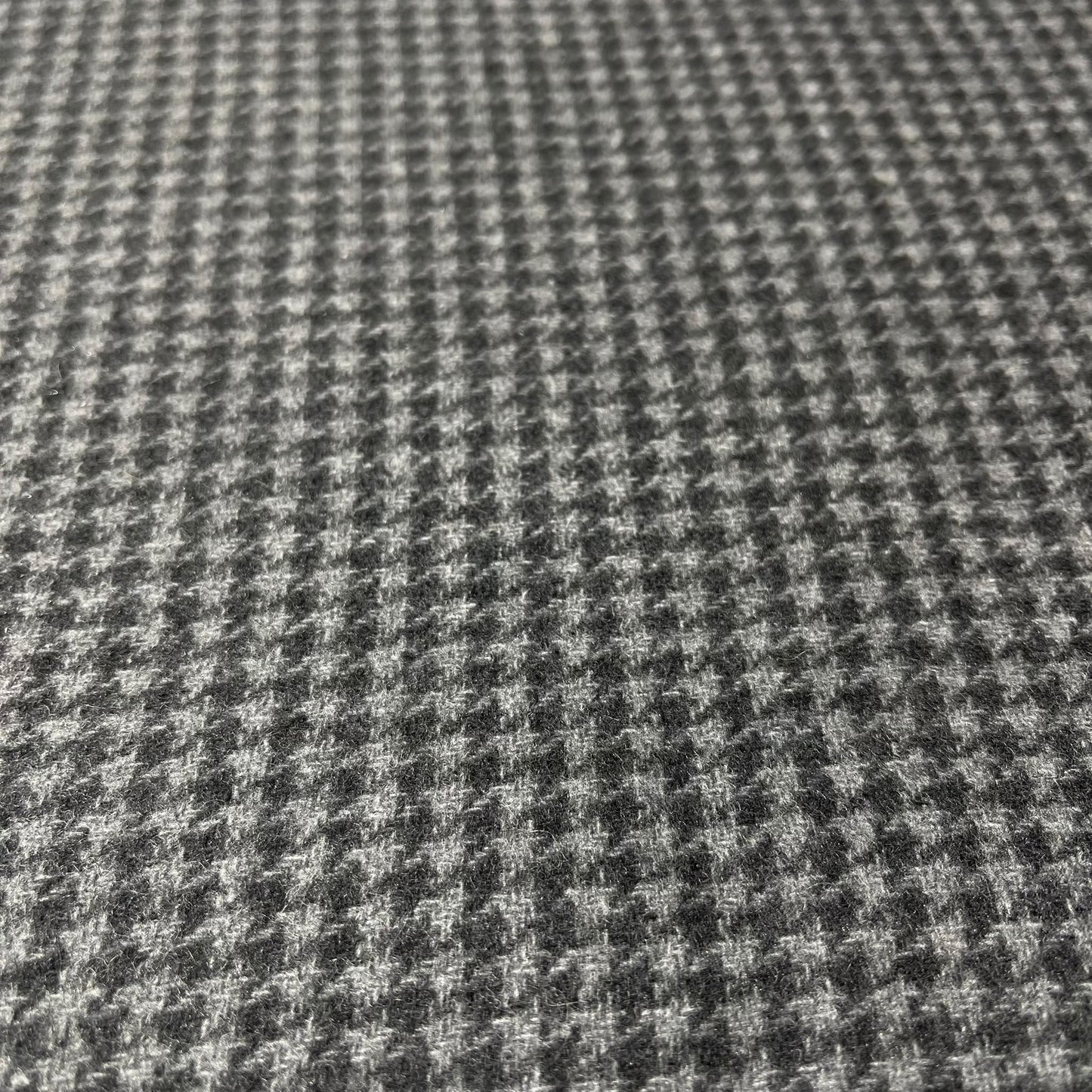 Italian Wool Blend Grey & Black Houndstooth Fabric – 58" Wide – By the Metre