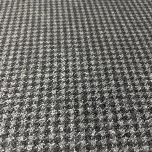 Italian Wool Blend Grey & Black Houndstooth Fabric – 58" Wide – By the Metre