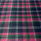 Italian Wool Blend Pink Green & Navy Check Fabric – 35% Wool – 58" Wide – By the Metre