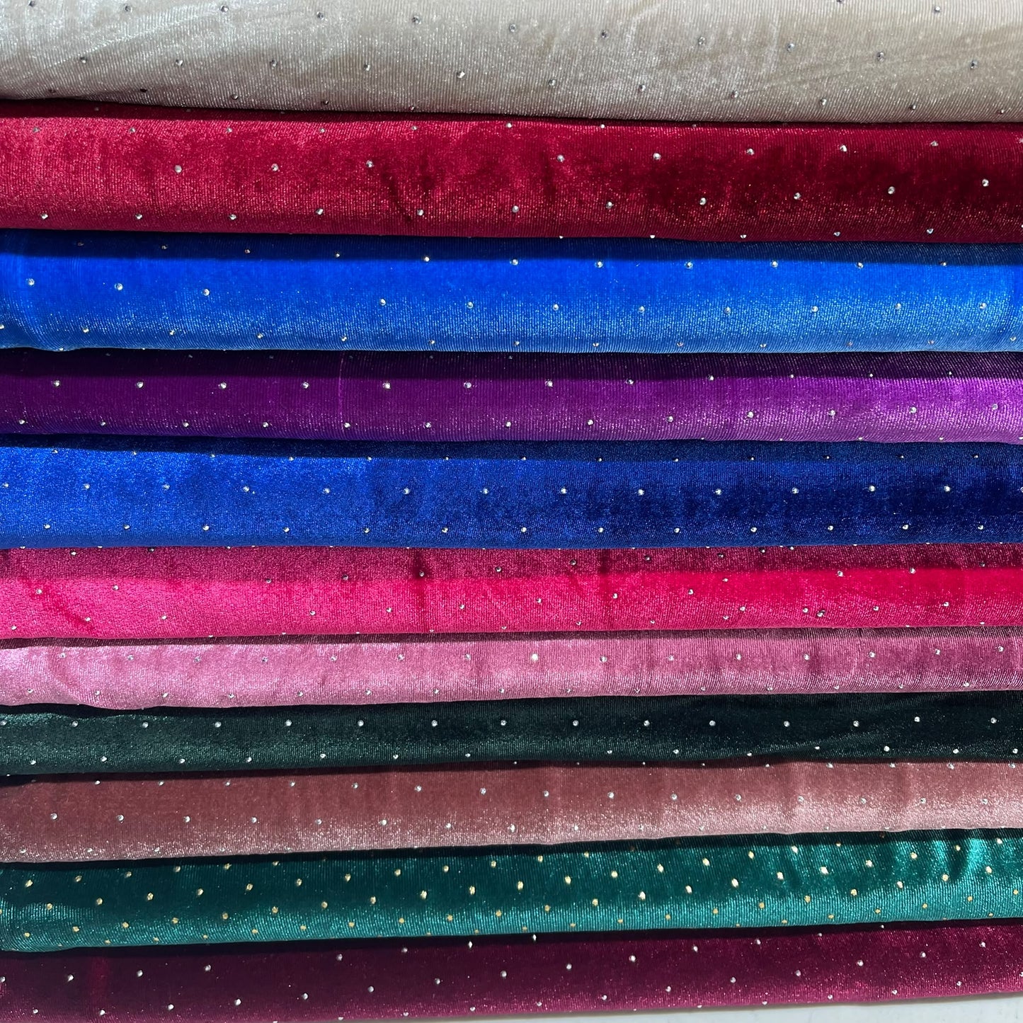 Luxurious Soft Stud Velour Velvet Fabric Stretch Dress Craft Material 58" Wide By The Meter