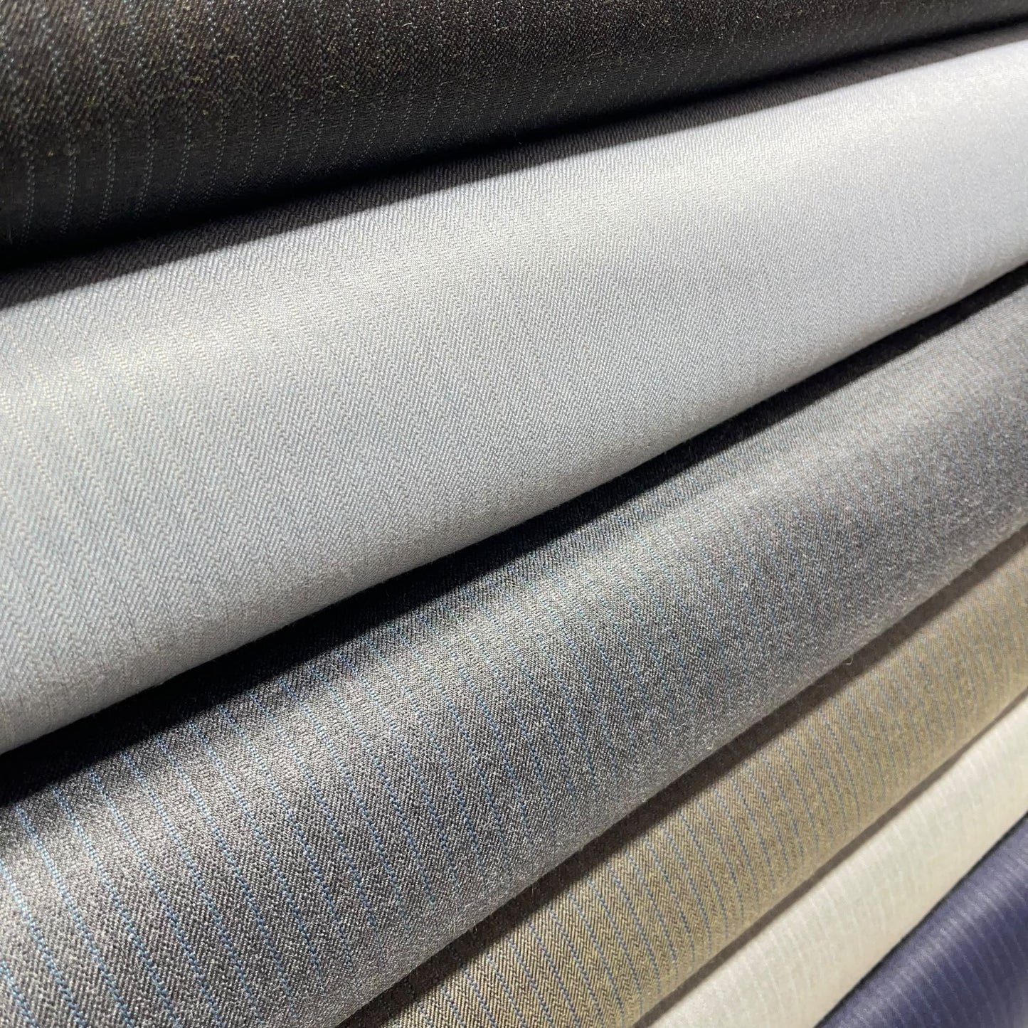 Charcoal Grey Stripe Polyester Cashmere Suiting Fabric Suit Trouser Dress Material By The Meter 58" Wide