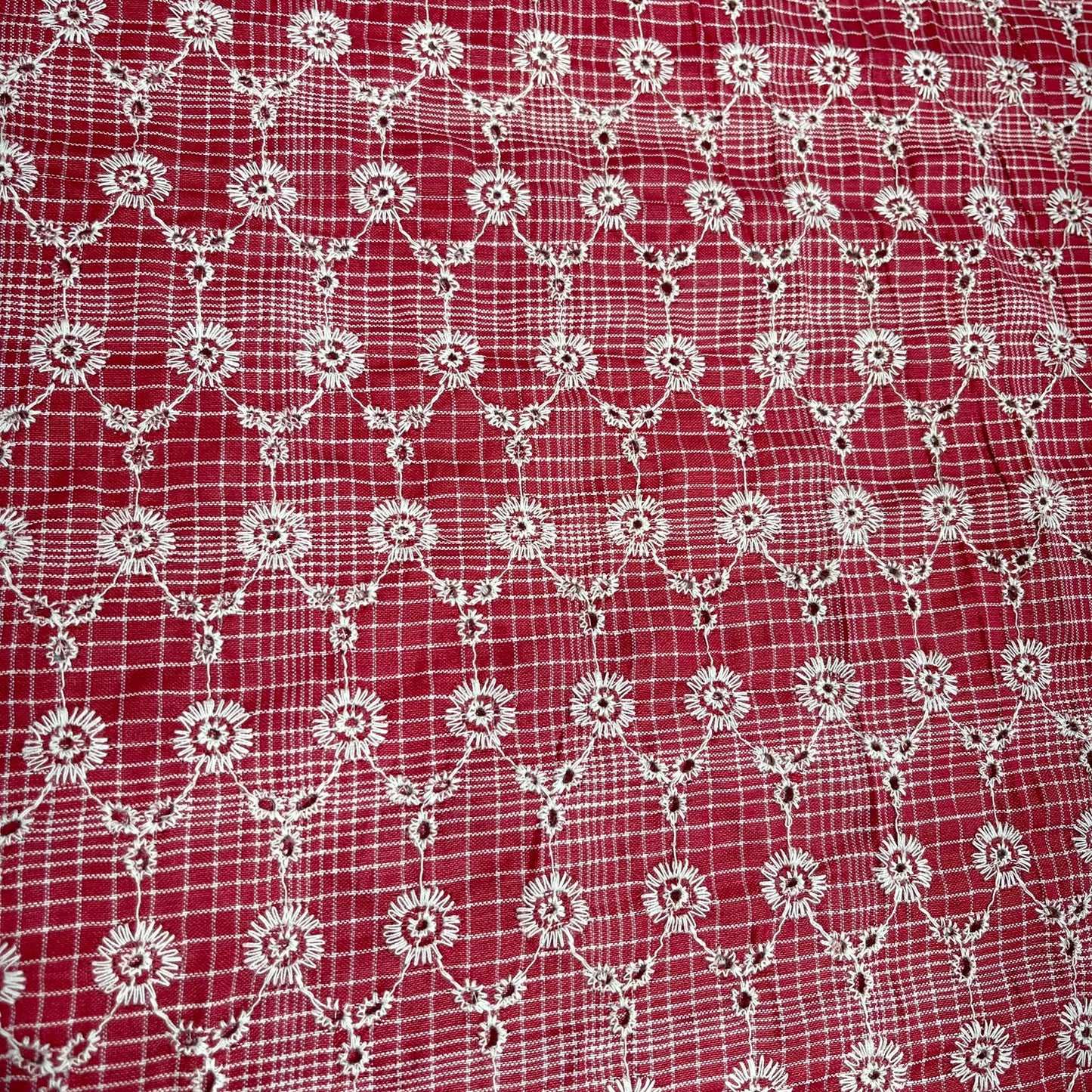 Red Cotton Broderie Anglais Fabric 44" Wide – By the Metre