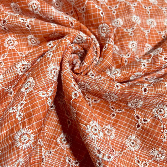 Orange Cotton Broderie Anglais Fabric 44" Wide – By the Metre