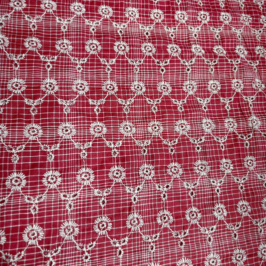 Red Cotton Broderie Anglais Fabric 44" Wide – By the Metre