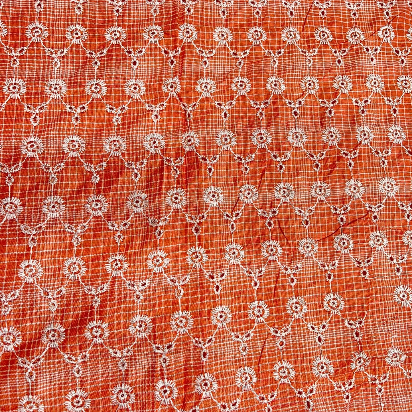Orange Cotton Broderie Anglais Fabric 44" Wide – By the Metre