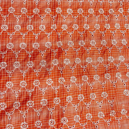 Orange Cotton Broderie Anglais Fabric 44" Wide – By the Metre
