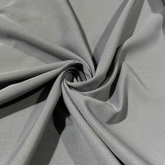 Silver Grey Plain Peach-Skin Powder Touch Crepe Fabric – 150cm Wide – By the Metre
