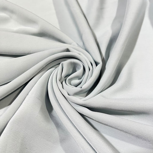 Ice Grey Plain Peach-Skin Powder Touch Crepe Fabric – 150cm Wide – By the Metre