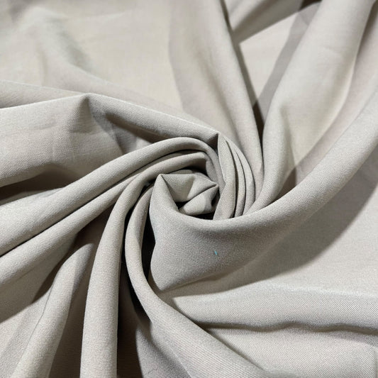 Pearl Grey Plain Peach-Skin Powder Touch Crepe Fabric – 150cm Wide – By the Metre