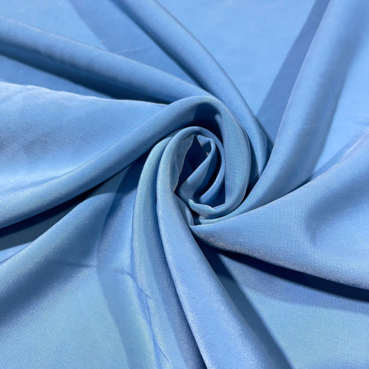 Cornflower Blue Plain Peach-Skin Powder Touch Crepe Fabric – 150cm Wide – By the Metre
