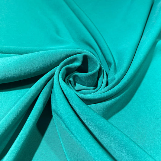 Aqua Turquoise Plain Peach-Skin Powder Touch Crepe Fabric – 150cm Wide – By the Metre