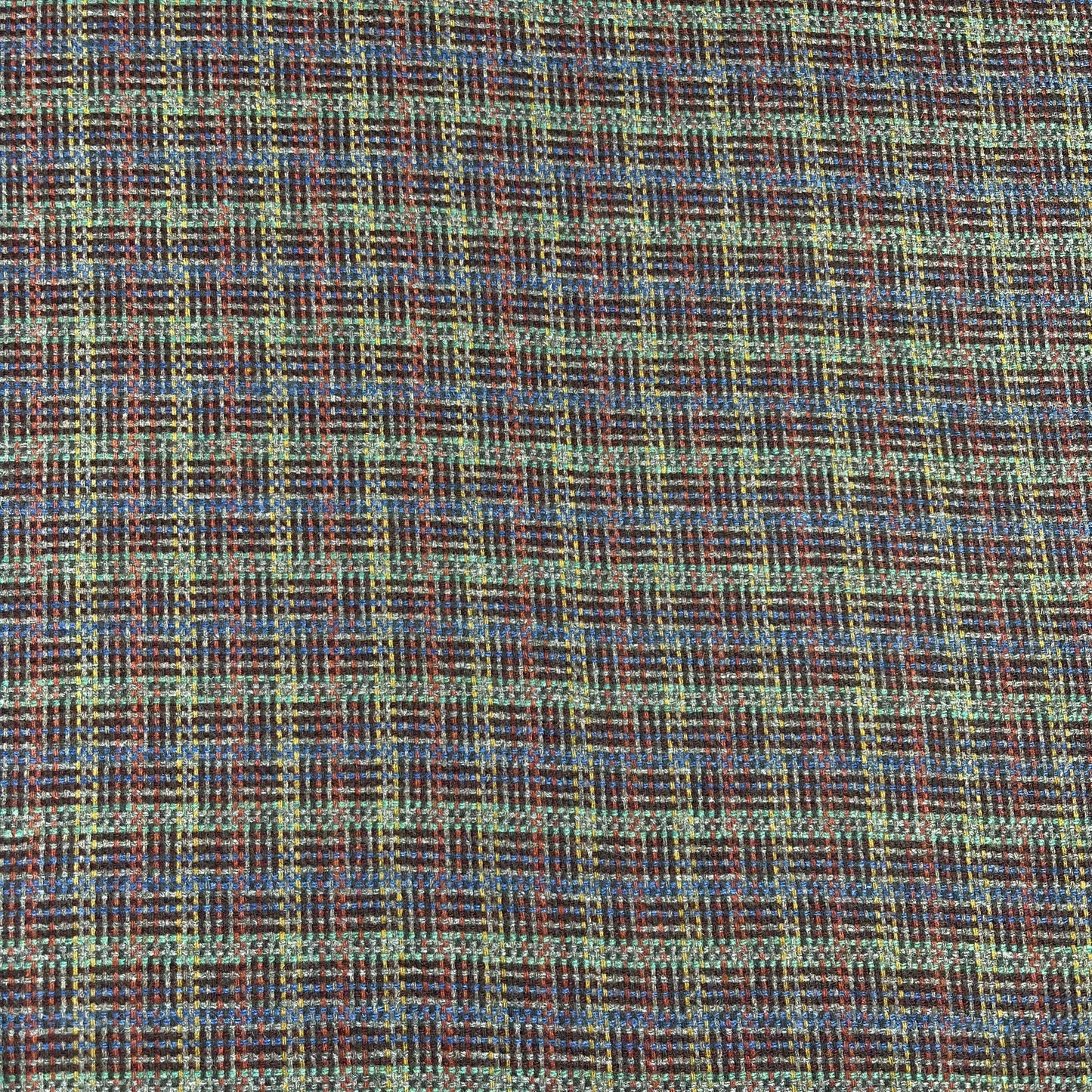 Teal Multi Micro Check Italian Wool Blend Fabric – Premium Coat, Jacket, Dress & Costume Material – 58" Wide