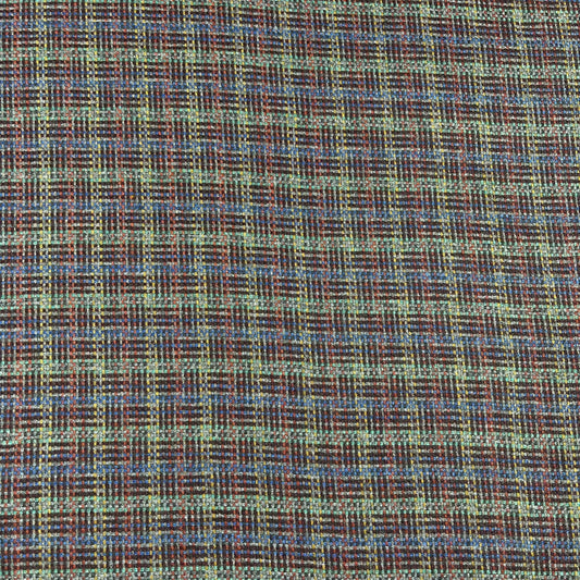 Teal Multi Micro Check Italian Wool Blend Fabric – Premium Coat, Jacket, Dress & Costume Material – 58" Wide