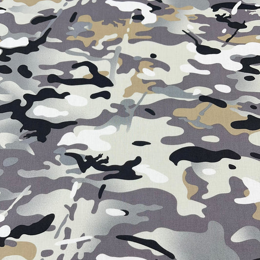 Grey Camo 100% Cotton Poplin Army Camouflage Print Dress Craft Fabric 58" Wide By The Meter