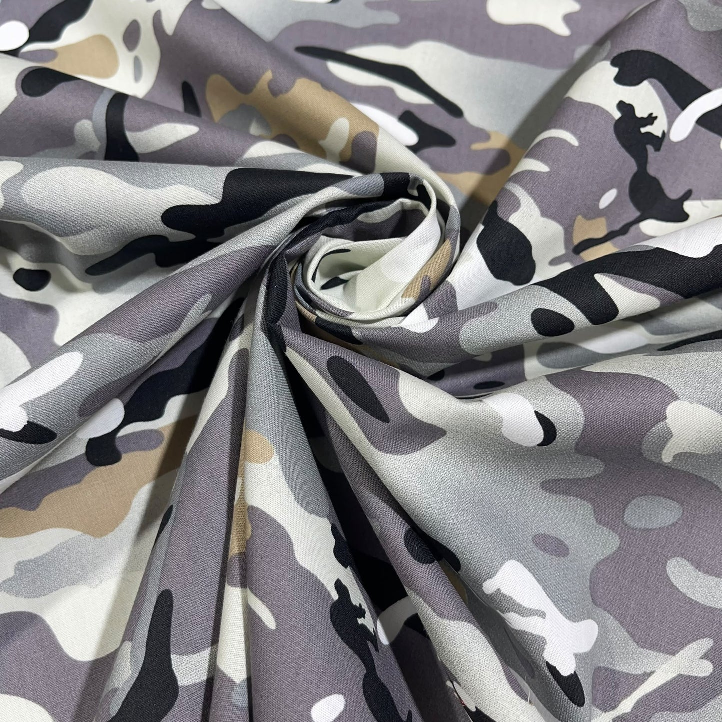 Grey Camo 100% Cotton Poplin Army Camouflage Print Dress Craft Fabric 58" Wide By The Meter
