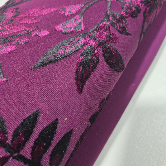 Wine Floral Velvet Devore & Plain Wool Peach Skin Fabric 58" Wide – Mix & Match Powder Touch Fabric By The Metre