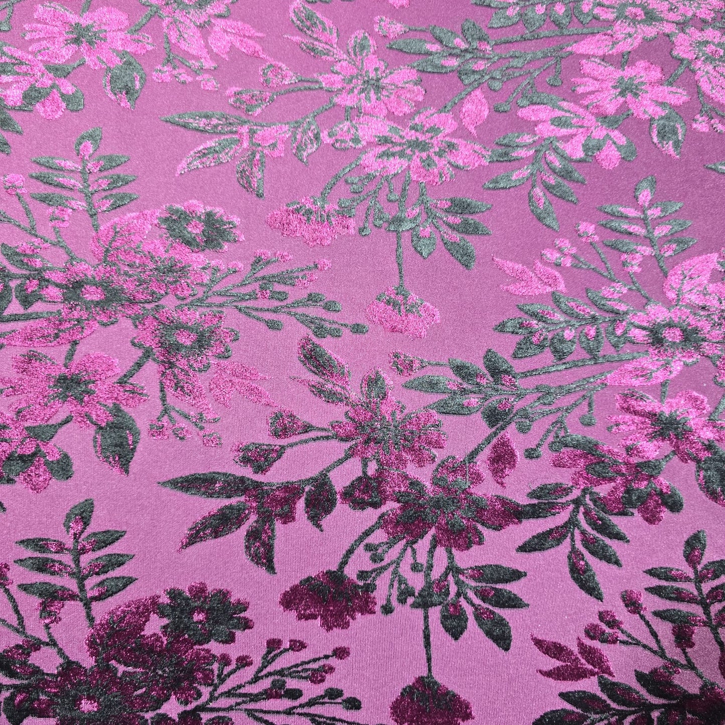 Wine Floral Velvet Devore & Plain Wool Peach Skin Fabric 58" Wide – Mix & Match Powder Touch Fabric By The Metre