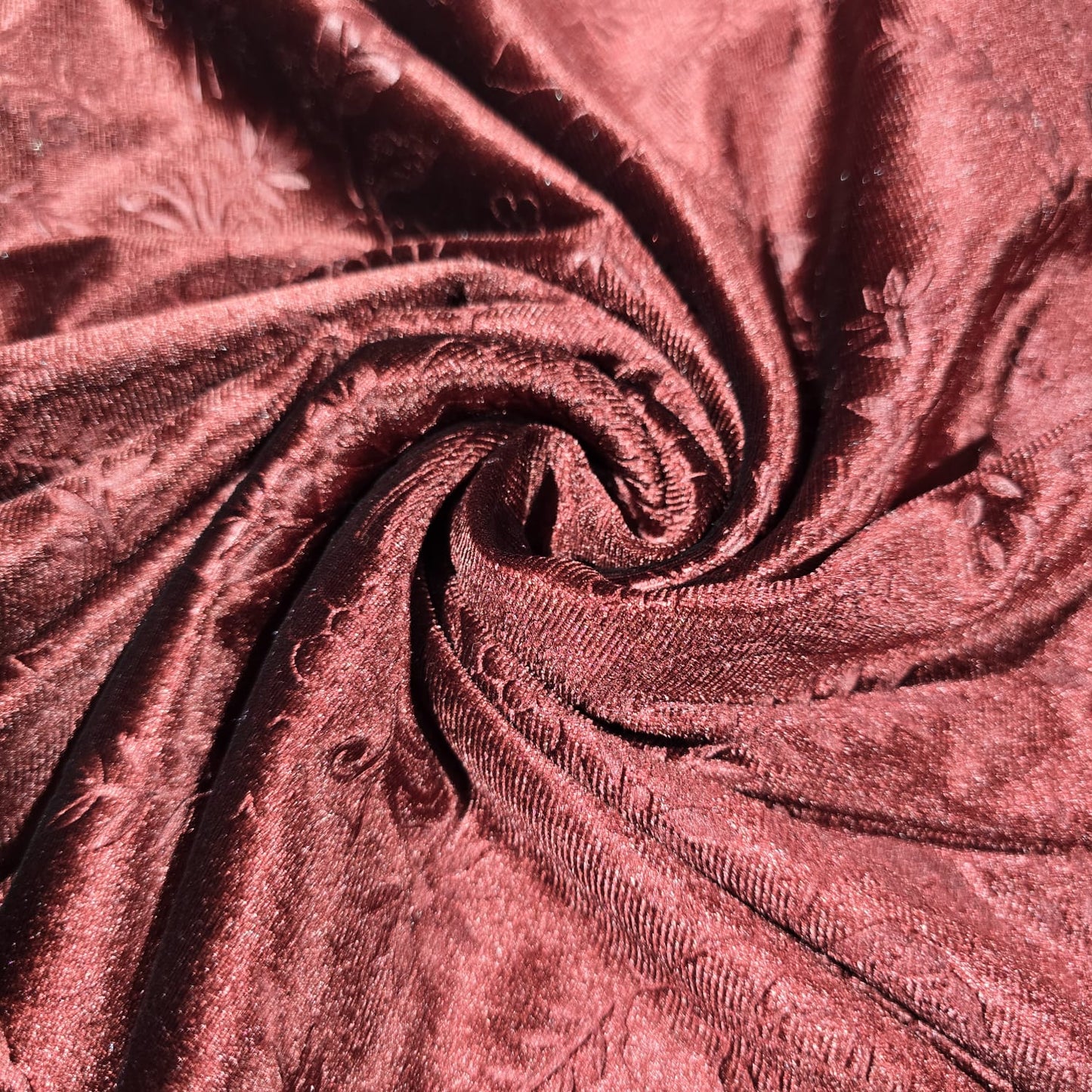 Blood Red Stretch Velvet Fabric 58" Wide – Embossed Floral & Plain Matching Velvet Mix & Match By The Metre