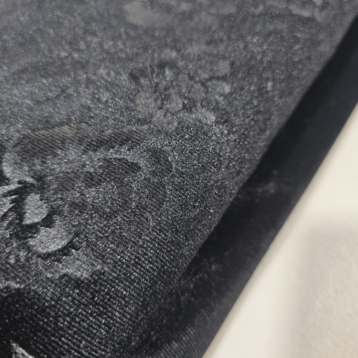 Black Stretch Velvet Fabric 58" Wide – Embossed Floral & Plain Matching Velvet Mix & Match By The Metre