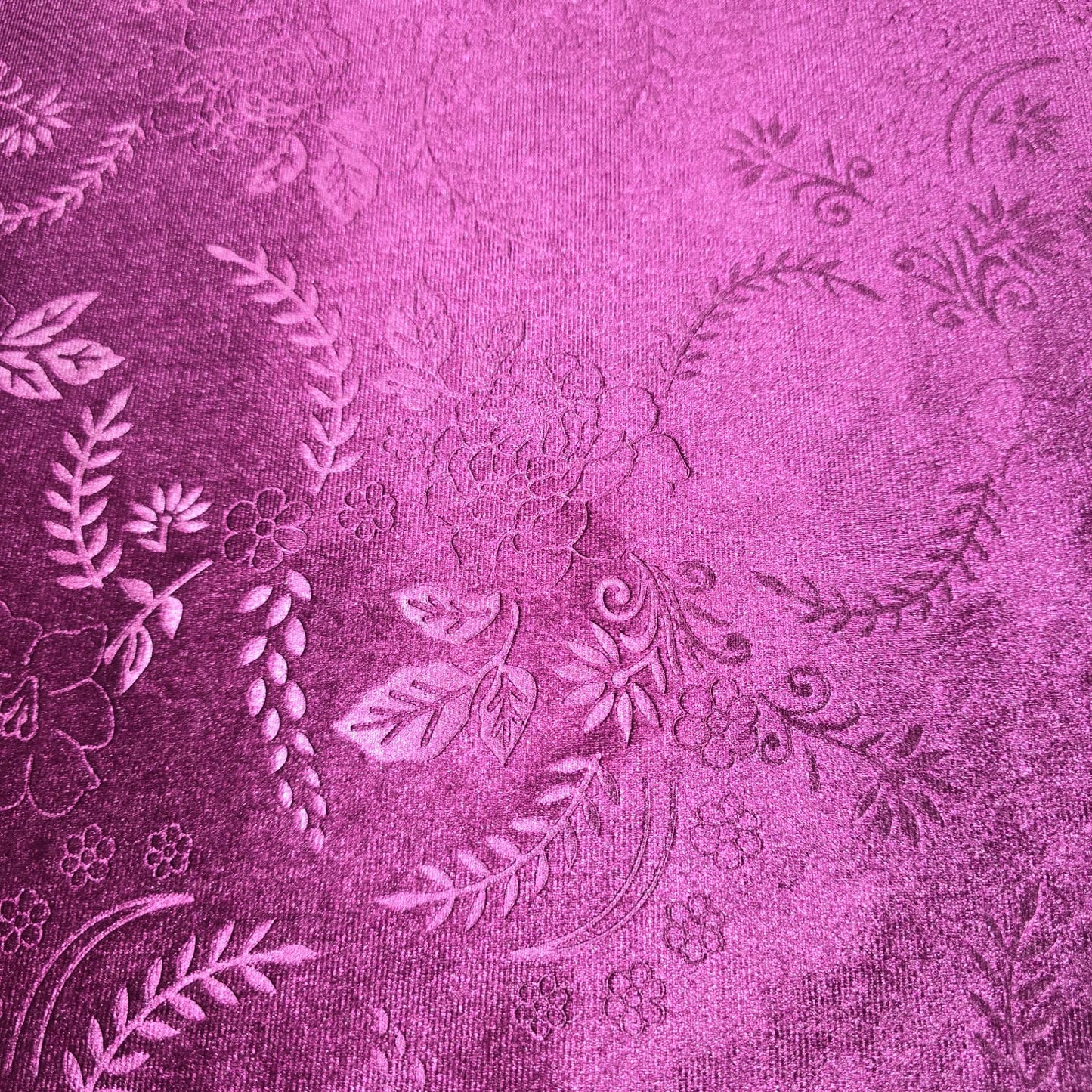 Magenta Stretch Velvet Fabric 58" Wide – Embossed Floral & Plain Matching Velvet Mix & Match By The Metre