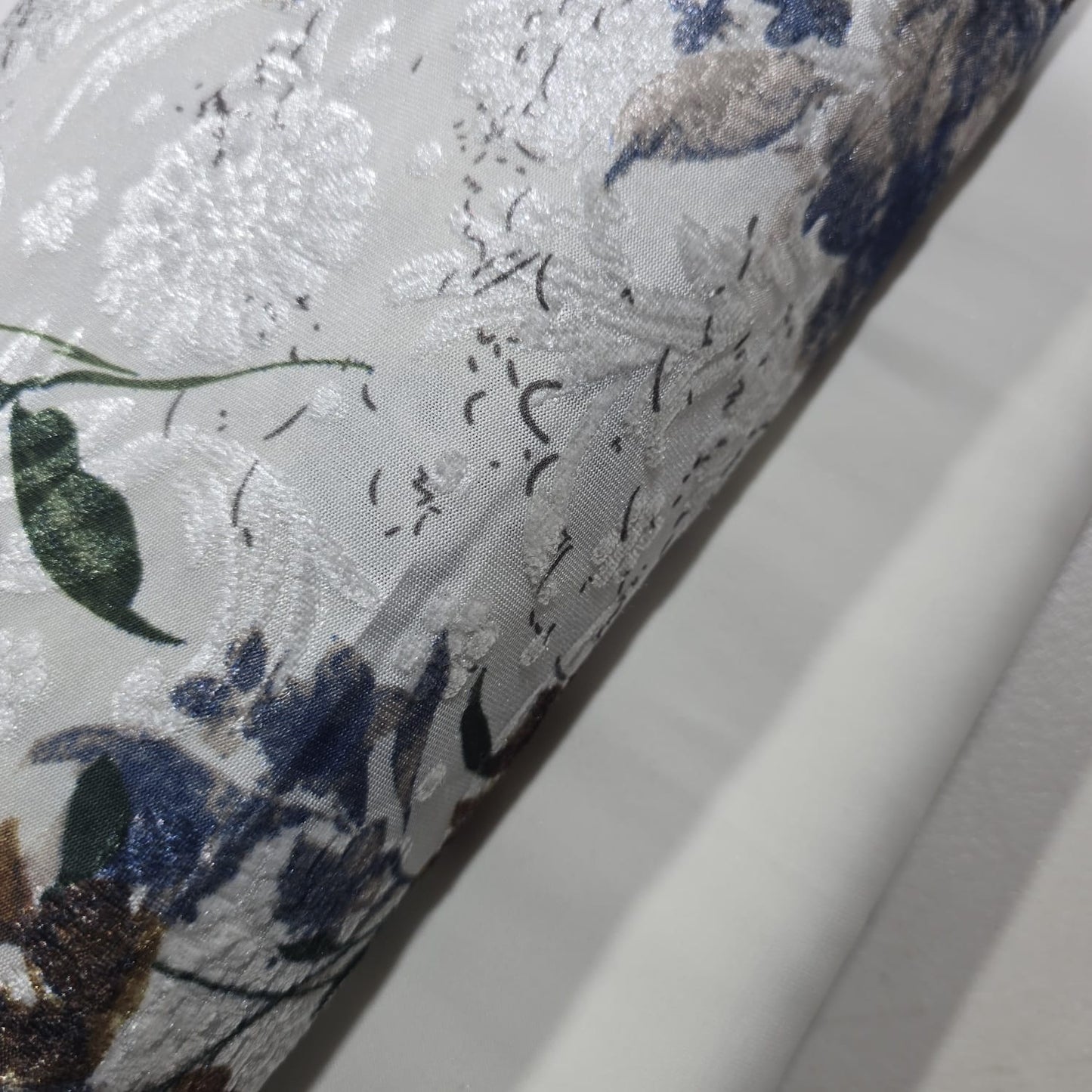 Ivory Floral Velvet Devore & Plain Wool Peach Skin Fabric 58" Wide – Mix & Match By The Metre