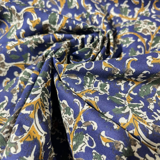Indigo Heritage Vine 100% Cotton Quilting Dress Craft Costume Fabric 58" Wide By The Meter