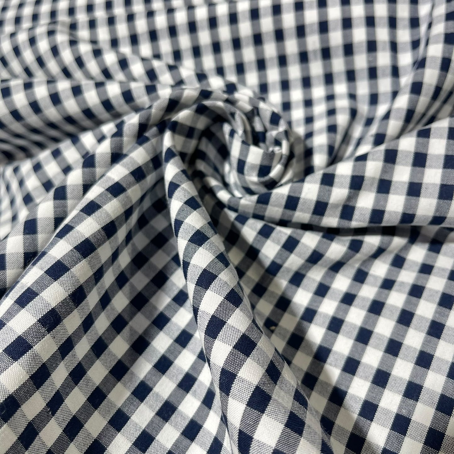 Navy & White Mini Check 100% Cotton Quilting Dress Craft Costume Fabric 58" Wide By The Meter