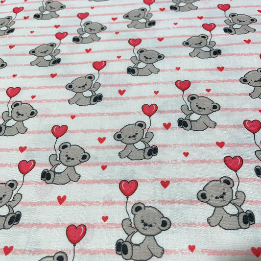 Teddy Love Print 100% Cotton Quilting Dress Craft Costume Fabric 58" Wide By The Meter