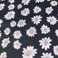 Black Daisy 100% Cotton Quilting Dress Craft Costume Fabric 58" Wide By The Meter