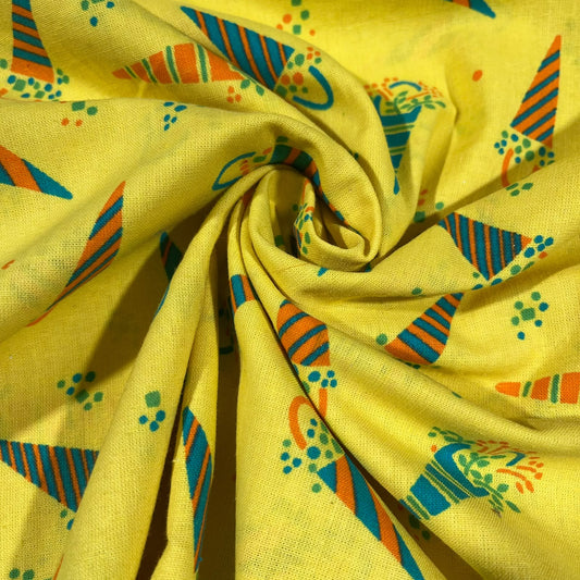 Yellow Celebration 100% Cotton Quilting Dress Craft Costume Fabric 58" Wide By The Meter