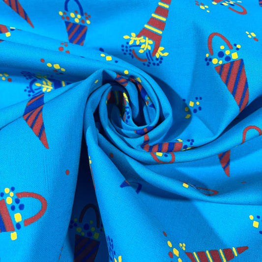Turquoise Celebration 100% Cotton Quilting Dress Craft Costume Fabric 58" Wide By The Meter
