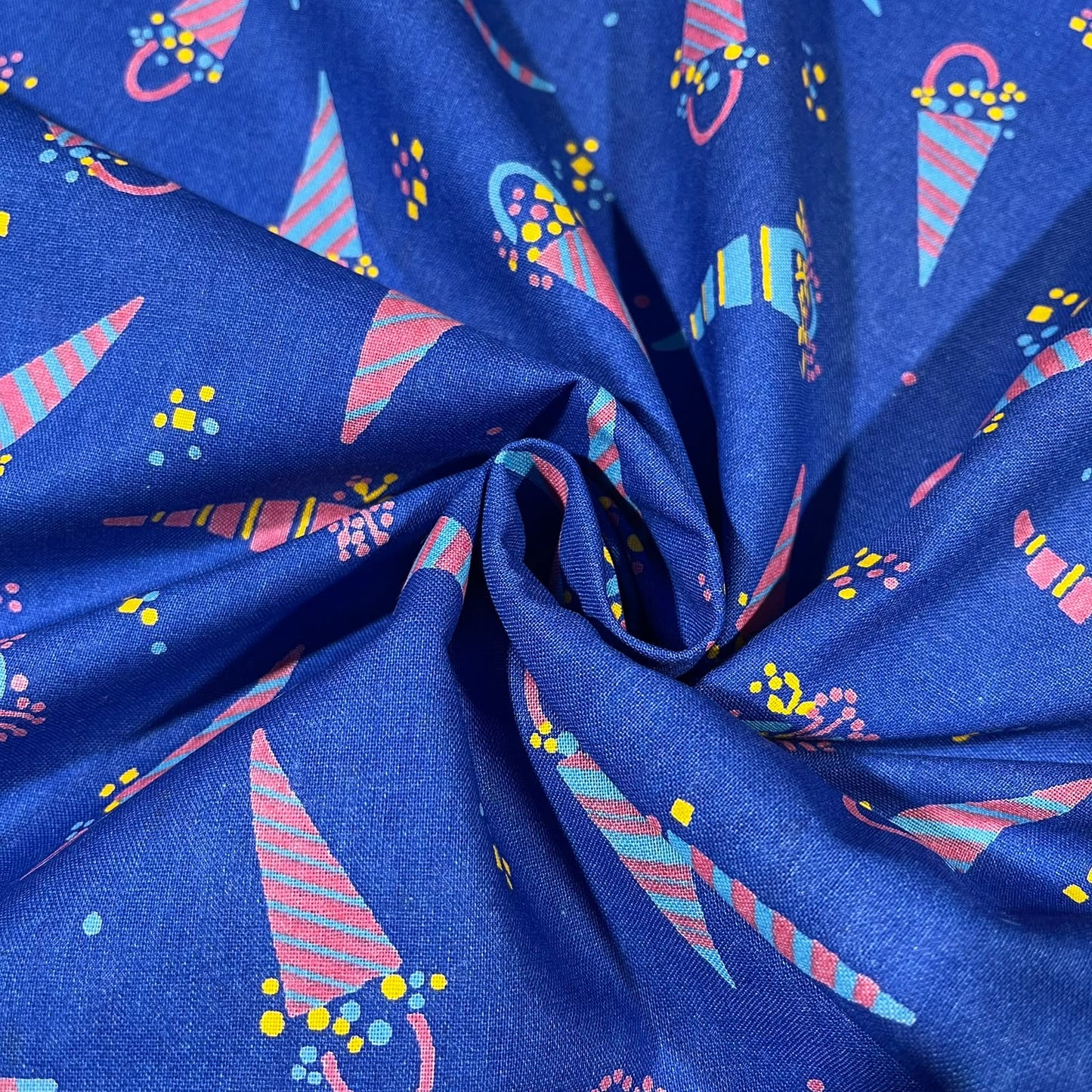 Royal Blue Celebration 100% Cotton Quilting Dress Craft Costume Fabric 58" Wide By The Meter