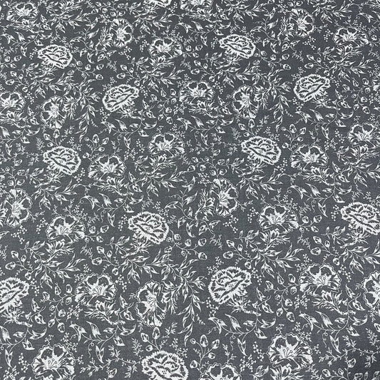 Charcoal Botanical 100% Cotton Quilting Dress Craft Costume Fabric 58" Wide By The Meter
