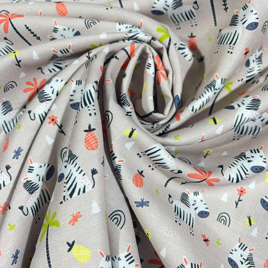 Zebra Safari 100% Cotton Quilting Dress Craft Costume Fabric 58" Wide By The Meter