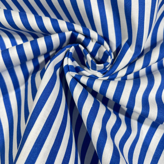 Classic Blue Stripe 100% Cotton Quilting Dress Craft Costume Fabric 58" Wide By The Meter