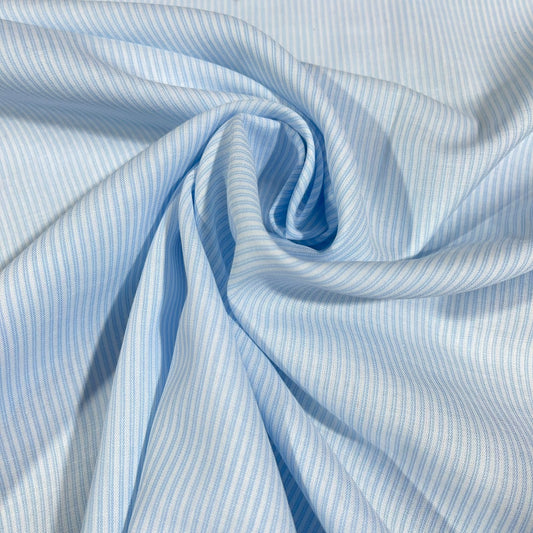 Blue Pin Stripe 100% Cotton Quilting Dress Craft Costume Fabric 58" Wide By The Meter