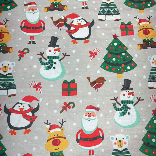 Christmas Friends 100% Cotton Quilting Dress Craft Costume Fabric 58" Wide By The Meter