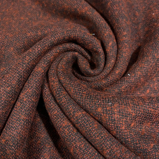 Rust & Charcoal Flecked Italian Wool Blend Fabric – Premium Coat, Jacket, Dress & Costume Material – 58" Wide By The Meter