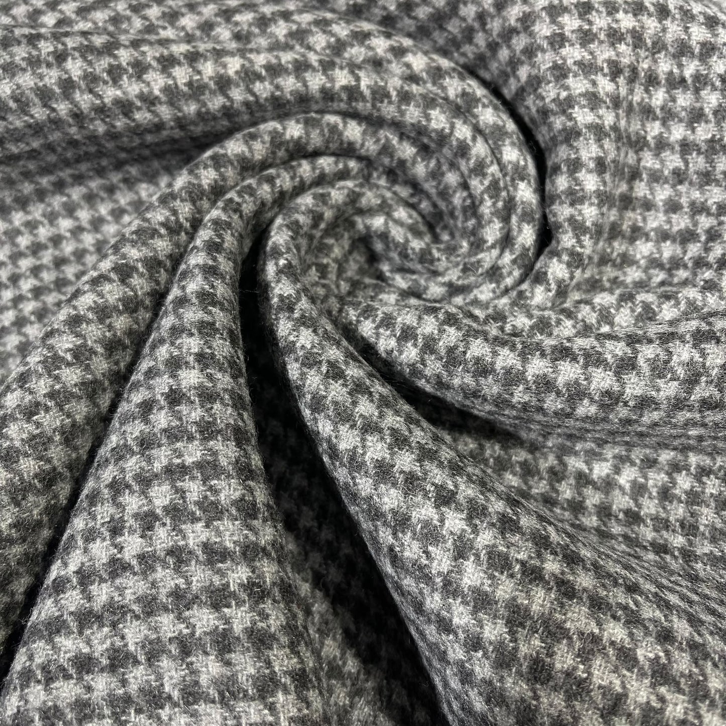 Grey Micro Houndstooth Italian Wool Blend Fabric – Premium Coat, Jacket, Dress & Costume Material – 58" Wide By The Meter
