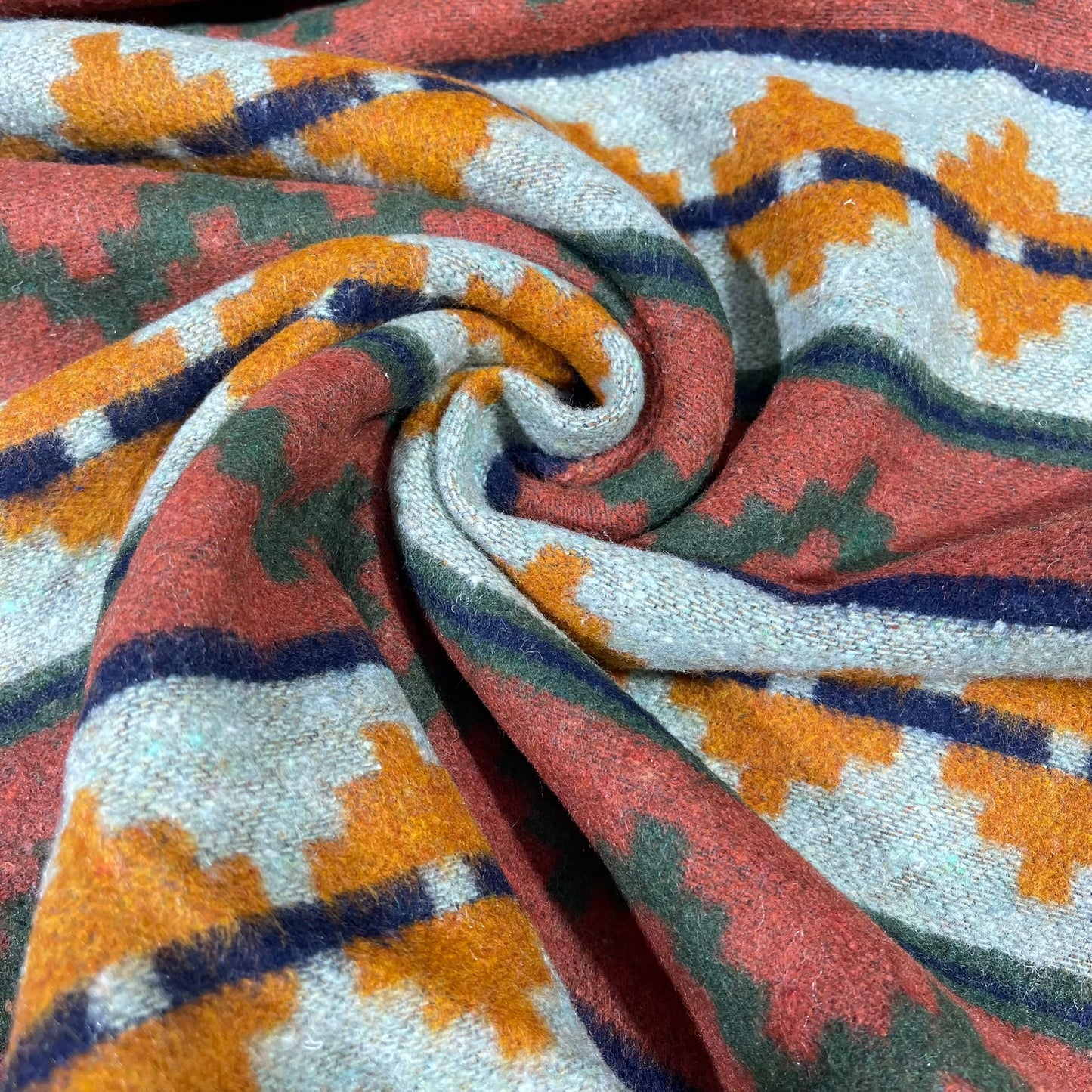 Aztec Geometric Stripe Italian Wool Blend Fabric – Premium Coat, Jacket, Dress & Costume Material – 58" Wide By The Meter