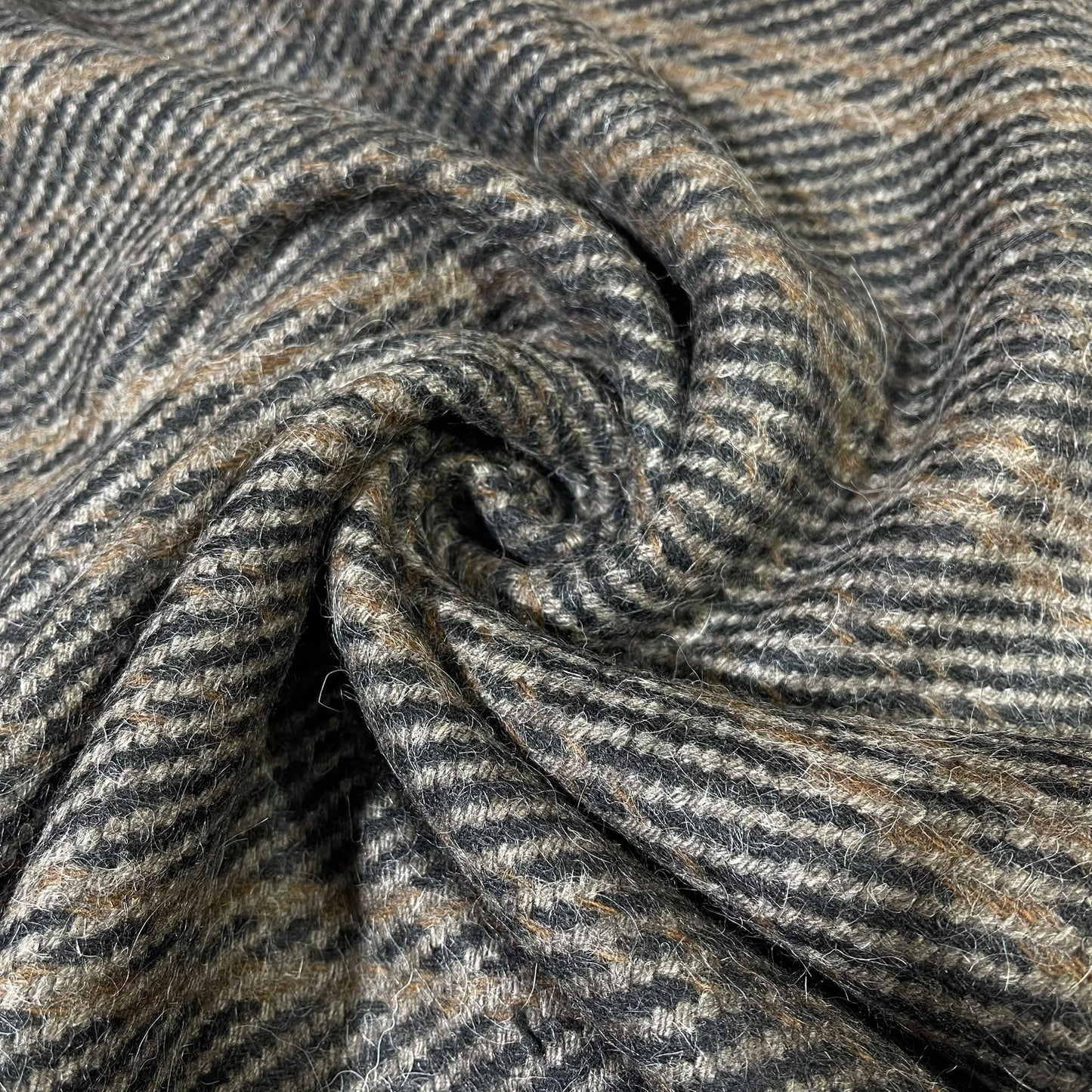 Brown Herringbone Check Italian Wool Blend Fabric – Premium Coat, Jacket, Dress & Costume Material – 58" Wide By The Meter