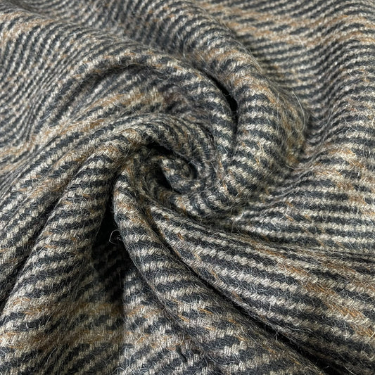Brown Herringbone Check Italian Wool Blend Fabric – Premium Coat, Jacket, Dress & Costume Material – 58" Wide By The Meter
