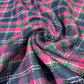Pink & Green Tartan Check Italian Wool Blend Fabric – Premium Coat, Jacket, Dress & Costume Material – 58" Wide By The Meter