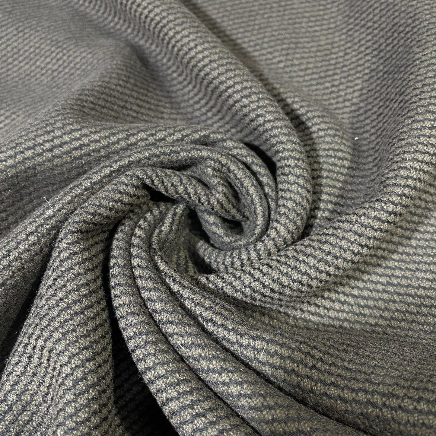 Olive Charcoal Ribbed Italian Wool Blend Fabric – Premium Coat, Jacket, Dress & Costume Material – 58" Wide By The Meter